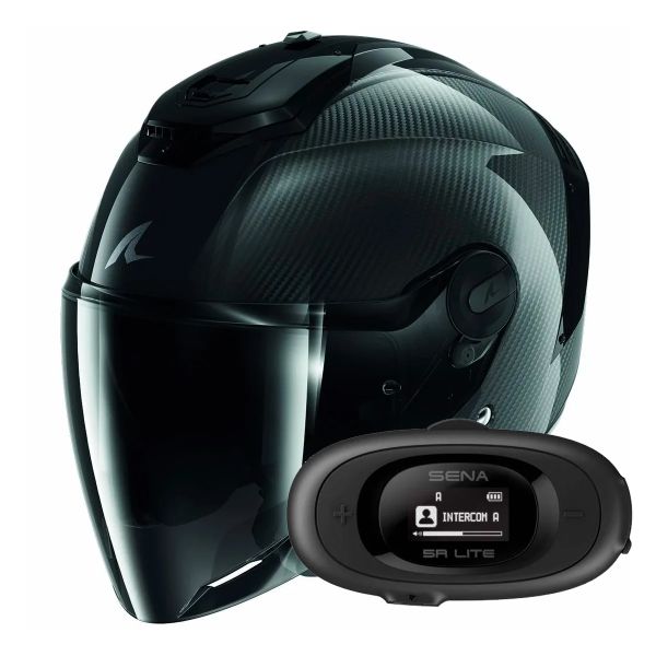Open Face Shark RS JET Carbon Blank DKD + Kit bluetooth 5R Lite Solo
