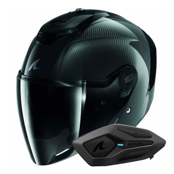 Casque Open Face Shark RS JET Carbon Blank DKD + Kit Bluetooth Sena for Shark Solo Casque Open Face Shark RS JET Carbon Blank DKD + Kit Bluetooth Sena for Shark Solo
