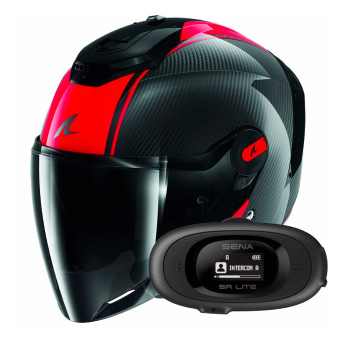 Open Face Shark RS JET Carbon Blank DRD + Kit bluetooth 5R Lite Solo