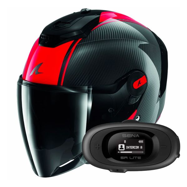 Open Face Shark RS JET Carbon Blank DRD + Kit bluetooth 5R Lite Solo