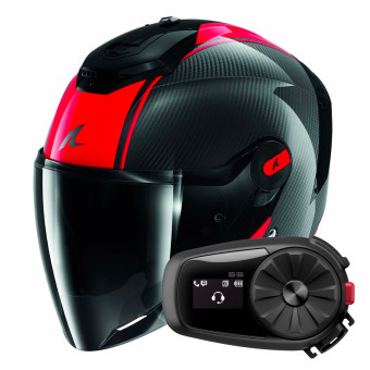 Open Face Shark RS JET Carbon Blank DRD + Kit Bluetooth 5S Solo
