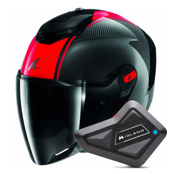 Casque Open Face Shark RS JET Carbon Blank DRD + Kit Bluetooth BT Mini Single Casque Open Face Shark RS JET Carbon Blank DRD + Kit Bluetooth BT Mini Single