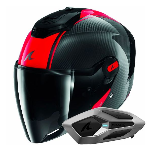 Open Face Shark RS JET Carbon Blank DRD + Kit Bluetooth Sena for Shark Mesh Solo
