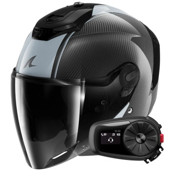 Open Face Shark RS JET Carbon Blank DSD + Kit Bluetooth 5S Solo
