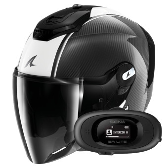 Open Face Shark RS JET Carbon Blank DWK + Kit bluetooth 5R Lite Solo