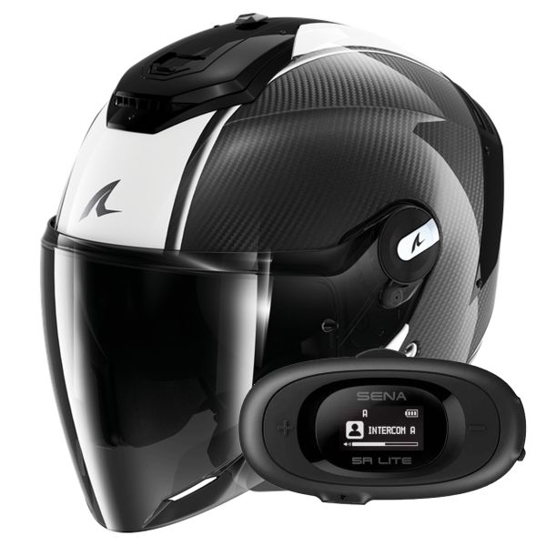 Open Face Shark RS JET Carbon Blank DWK + Kit bluetooth 5R Lite Solo