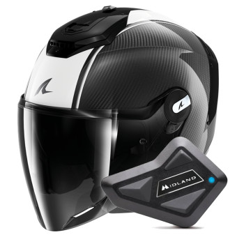 Open Face Shark RS JET Carbon Blank DWK + Kit Bluetooth BT Mini Single