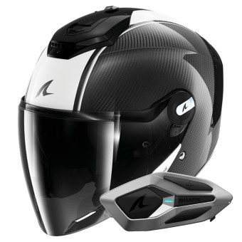 Casque Open Face Shark RS JET Carbon Blank DWK + Kit Bluetooth Sena for Shark Mesh Solo Casque Open Face Shark RS JET Carbon Blank DWK + Kit Bluetooth Sena for Shark Mesh Solo