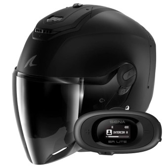 Casque Open Face Shark RS JET Carbon Dark Shadow DMA + Kit bluetooth 5R Lite Solo Casque Open Face Shark RS JET Carbon Dark Shadow DMA + Kit bluetooth 5R Lite Solo