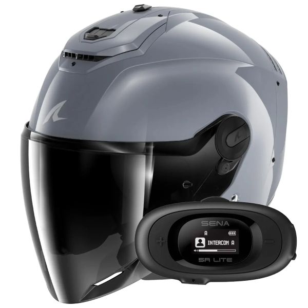 Open Face Shark RS JET Carbon Dark Shadow S05 + Kit bluetooth 5R Lite Solo