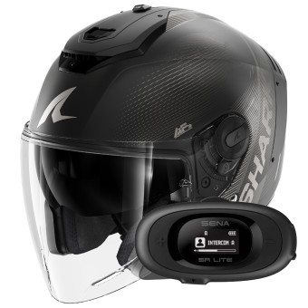 Casque Open Face Shark RS JET Carbon Speed-Tech Mat DAK + Kit bluetooth 5R Lite Solo Casque Open Face Shark RS JET Carbon Speed-Tech Mat DAK + Kit bluetooth 5R Lite Solo