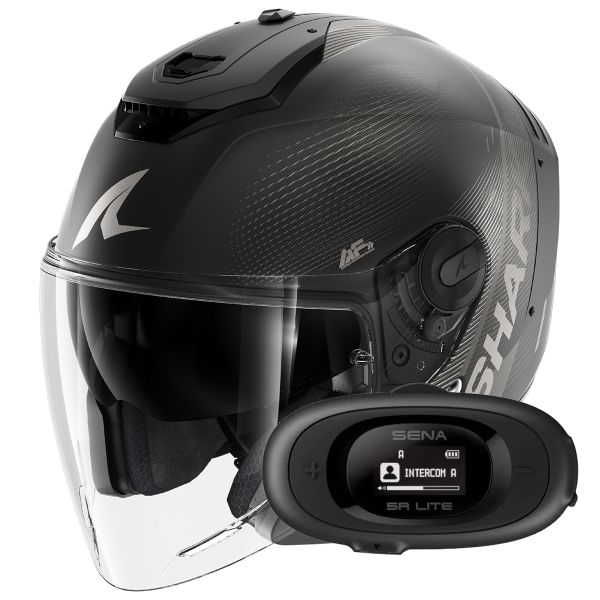 Open Face Shark RS JET Carbon Speed-Tech Mat DAK + Kit bluetooth 5R Lite Solo