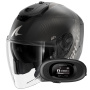 Casque Open Face Shark RS JET Carbon Speed-Tech Mat DAK + Kit bluetooth 5R Lite Solo