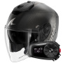 Casque Open Face Shark RS JET Carbon Speed-Tech Mat DAK + Kit Bluetooth 5S Solo