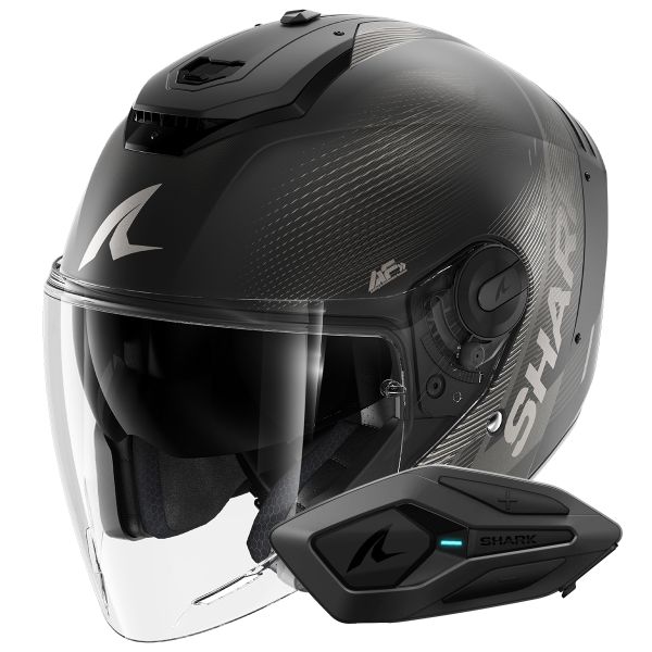 Open Face Shark RS JET Carbon Speed-Tech Mat DAK + Kit Bluetooth Sena for Shark Solo