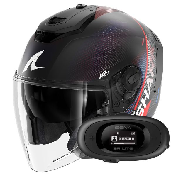 Open Face Shark RS JET Carbon Speed-Tech Mat DBR + Kit bluetooth 5R Lite Solo
