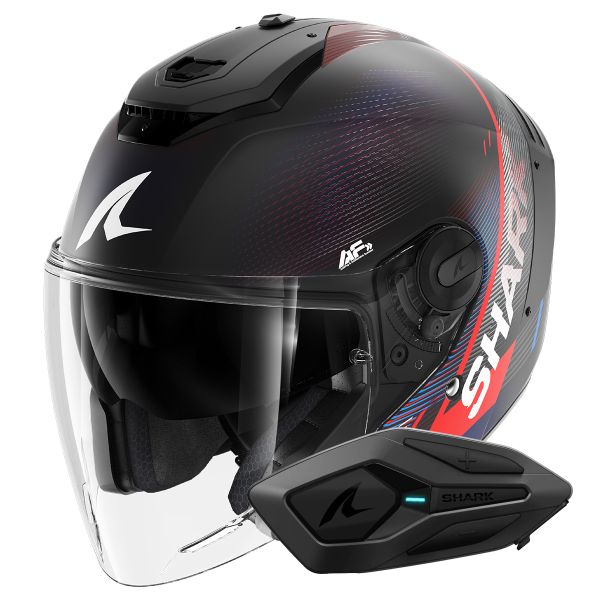Open Face Shark RS JET Carbon Speed-Tech Mat DBR + Kit Bluetooth Sena for Shark Solo