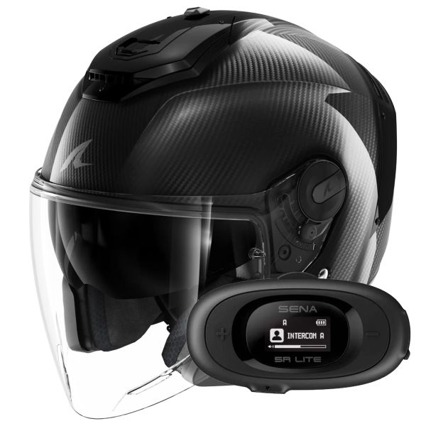 Open Face Shark RS JET Full Carbon DAD + Kit bluetooth 5R Lite Solo
