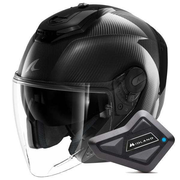 Open Face Shark RS JET Full Carbon DAD + Kit Bluetooth BT Mini