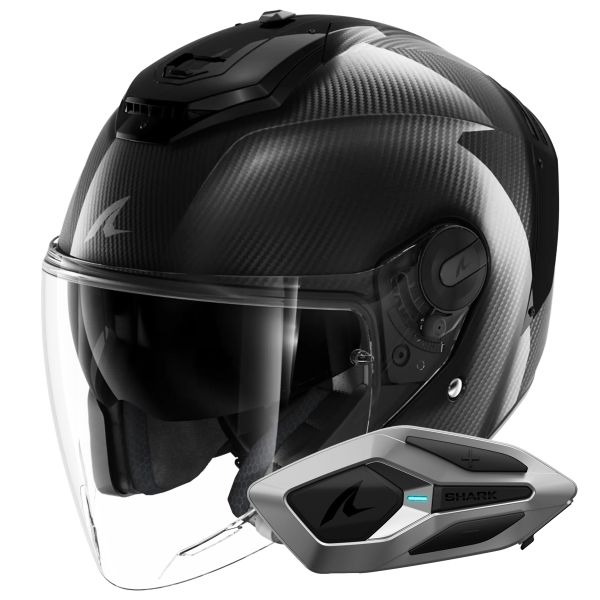 Open Face Shark RS JET Full Carbon DAD + Kit Bluetooth Sena for Shark Mesh Solo