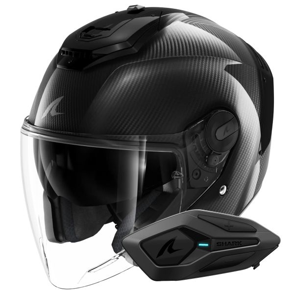 Open Face Shark RS JET Full Carbon DAD + Kit Bluetooth Sena for Shark Solo