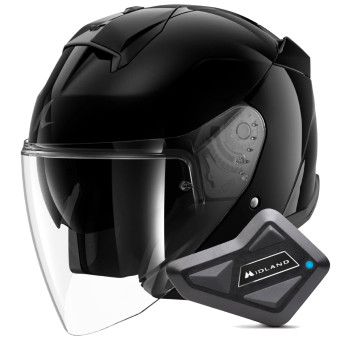 Open Face Shark Skwal Jet Blank BLK + Kit Bluetooth BT Mini