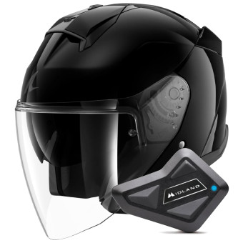 Casque Open Face Shark Skwal Jet Blank BLK + Kit Bluetooth BT Mini Single Casque Open Face Shark Skwal Jet Blank BLK + Kit Bluetooth BT Mini Single