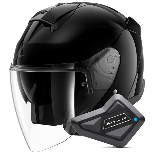 Open Face Shark Skwal Jet Blank BLK + Kit Bluetooth BT Mini Single