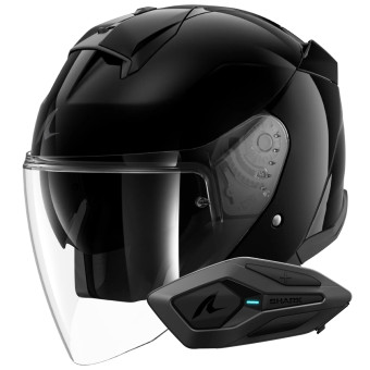 Casque Open Face Shark Skwal Jet Blank BLK + Kit Bluetooth Sena for Shark Solo Casque Open Face Shark Skwal Jet Blank BLK + Kit Bluetooth Sena for Shark Solo
