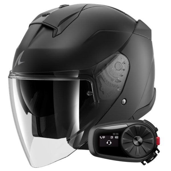 Open Face Shark Skwal Jet Blank Mat KMA + Kit Bluetooth 5S Solo