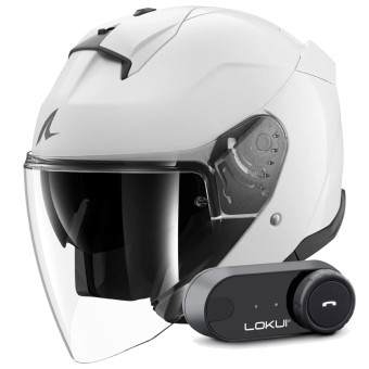 Open Face Shark Skwal Jet Blank W05 + Kit Bluetooth Lokui K30