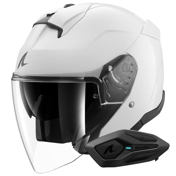 Open Face Shark Skwal Jet Blank W05 + Kit Bluetooth Sena for Shark