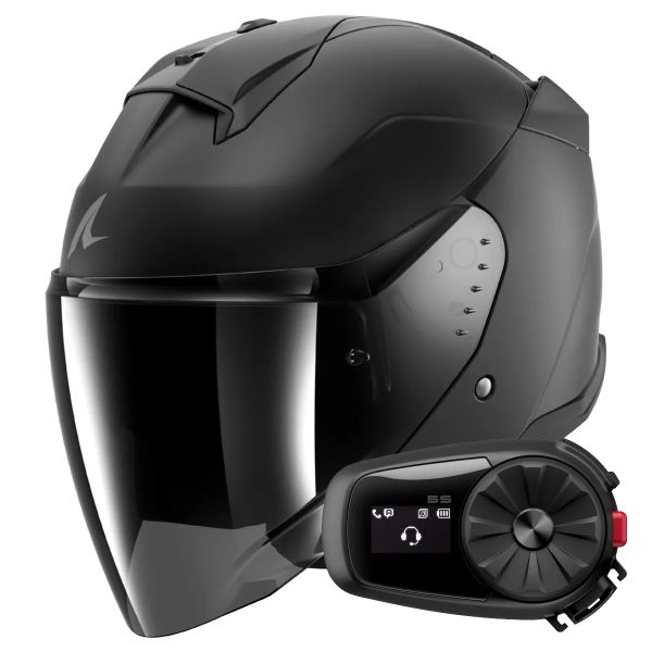 Open Face Shark Skwal Jet Dark Shadow Mat KMA + Kit Bluetooth 5S Solo Open Face Shark Skwal Jet Dark Shadow Mat KMA + Kit Bluetooth 5S Solo