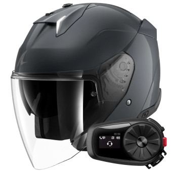 Open Face Shark Skwal i3 Jet Blank A05 + Kit Bluetooth 5S Solo