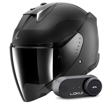 Open Face Shark Skwal i3 Jet Blank A05 + Kit Bluetooth Lokui K30