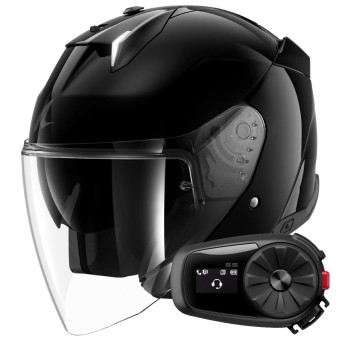 Open Face Shark Skwal i3 Jet Blank BLK + Kit Bluetooth 5S Solo