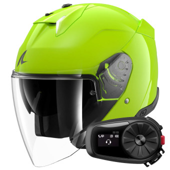 Open Face Shark Skwal i3 Jet Blank G03 + Kit Bluetooth 5S Solo