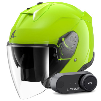 Open Face Shark Skwal i3 Jet Blank G03 + Kit Bluetooth Lokui K30