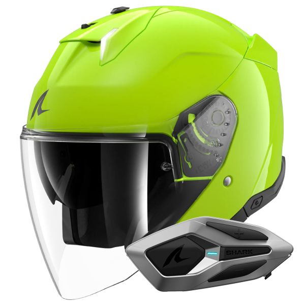 Open Face Shark Skwal i3 Jet Blank G03 + Kit Bluetooth Sena for Mesh Solo