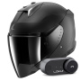 Casque Open Face Shark Skwal i3 Jet Dark Shadow Mat KMA + Kit Bluetooth Lokui K30