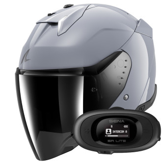 Open Face Shark Skwal i3 Jet Dark Shadow S05 + Kit bluetooth 5R Lite Solo