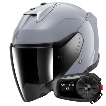 Open Face Shark Skwal i3 Jet Dark Shadow S05 + Kit Bluetooth 5S Solo