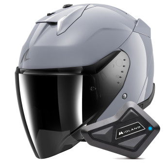Open Face Shark Skwal i3 Jet Dark Shadow S05 + Kit Bluetooth BT Mini