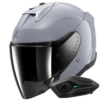 Open Face Shark Skwal i3 Jet Dark Shadow S05 + Kit Bluetooth Sena for Shark