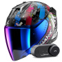 Casque Open Face Shark Skwal i3 Jet Hellcat KUB + Kit Bluetooth Lokui K30