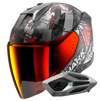 Casque Open Face Shark Skwal i3 Jet Hellcat Mat KUR + Kit Bluetooth Sena for Mesh Solo Casque Open Face Shark Skwal i3 Jet Hellcat Mat KUR + Kit Bluetooth Sena for Mesh Solo