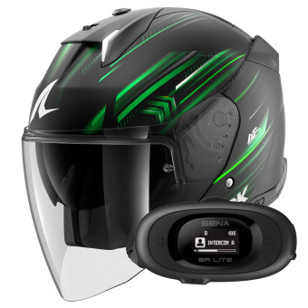 Open Face Shark Skwal i3 Jet Light-Blur Mat KGW + Kit bluetooth 5R Lite Solo