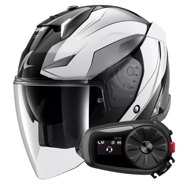 Open Face Shark Skwal i3 Jet Mekarium KUW + Kit Bluetooth 5S Solo