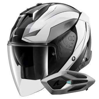 Open Face Shark Skwal i3 Jet Mekarium KUW + Kit Bluetooth Sena for Mesh Solo