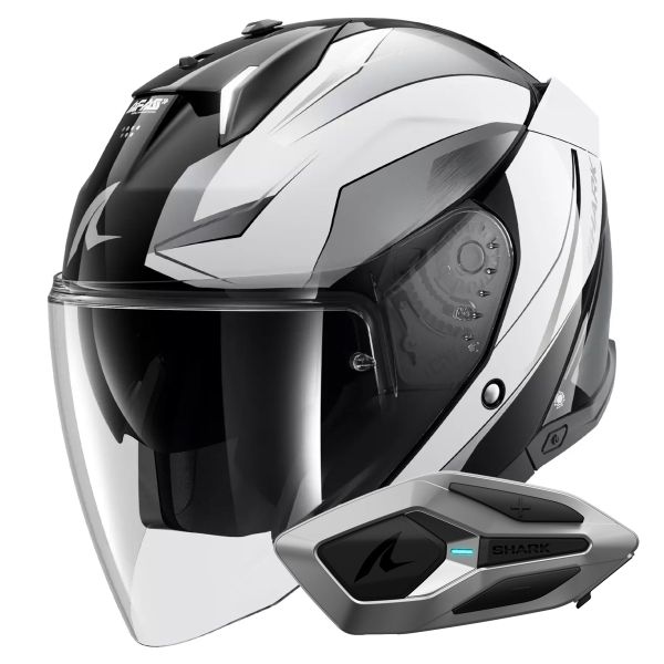 Open Face Shark Skwal i3 Jet Mekarium KUW + Kit Bluetooth Sena for Mesh Solo